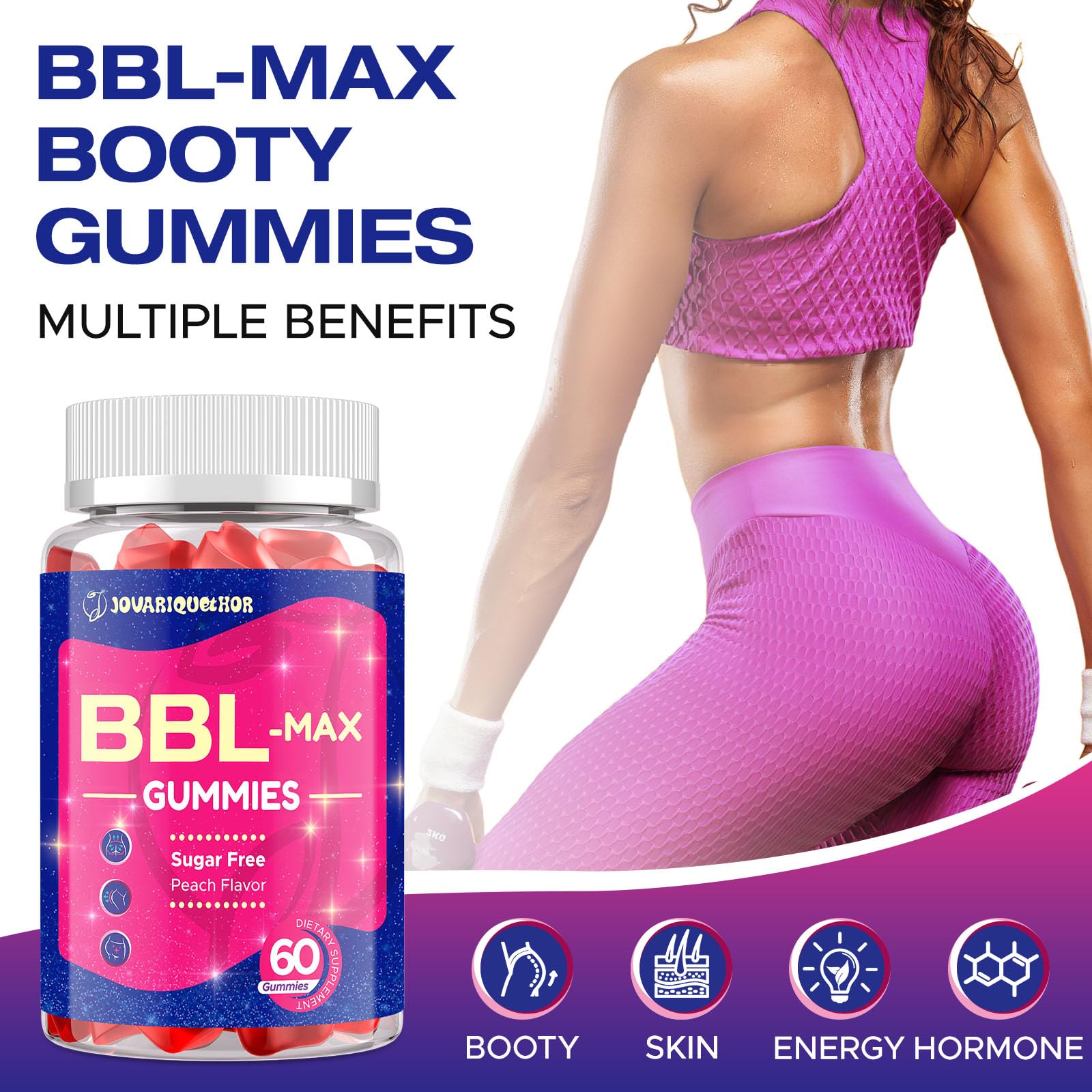 Jovariquethor Booty Gummies dosage-two-per-day visual shows simple daily routine.