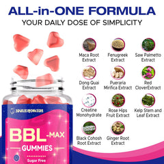 Jovariquethor Booty Gummies bottle-back shows vegan and allergen-friendly notes.