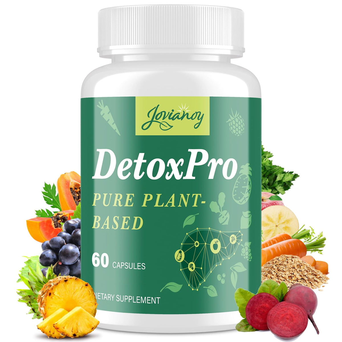 Jovianoy detox bottle front showing 1000 mg potency for daily wellness