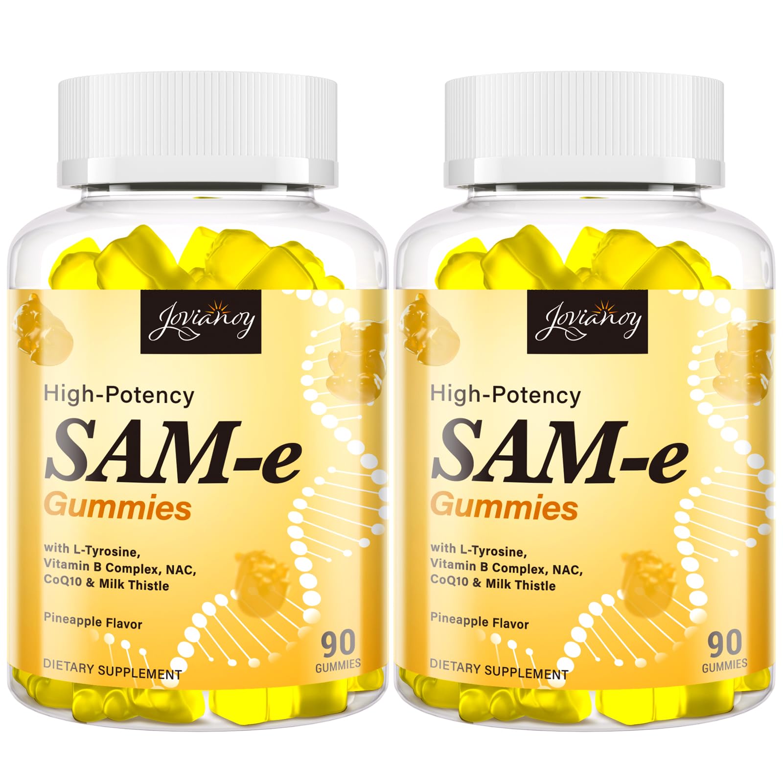 Jovianoy SAM-e gummies pineapple bottle for on-the-go mood support.