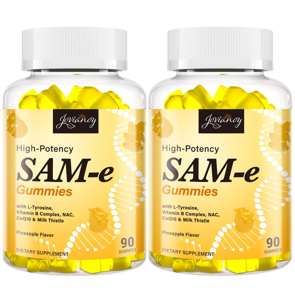 Jovianoy SAM-e gummies pineapple bottle for on-the-go mood support.