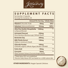 Jovianoy Zeolite Detox capsules closeup—high-potency detox formula at a glance.