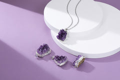 Jovivi amethyst pendant with chain showcased for daily wear and elegant glow.