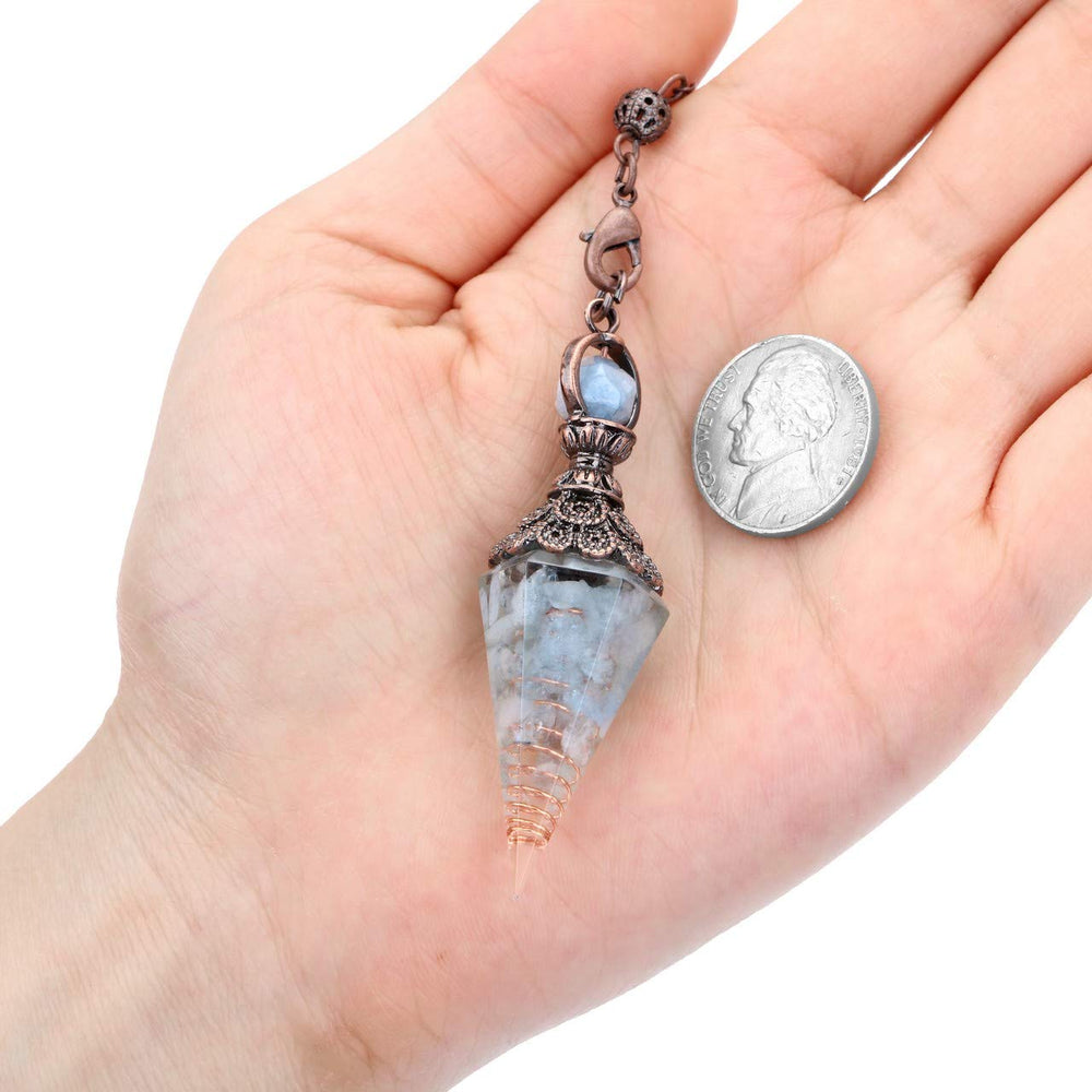 Jovivi crystal pendant close-up showing natural texture and glow