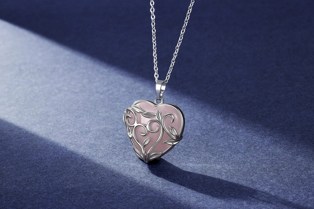 Jovivi leaf-wrapped design around rose quartz adds artisanal style.