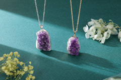 Jovivi raw amethyst geode close-up highlighting unique crystal texture and rough charm.