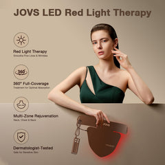 JOVS LED Neck Mask silicone-fit shows comfortable, secure décolletage coverage.