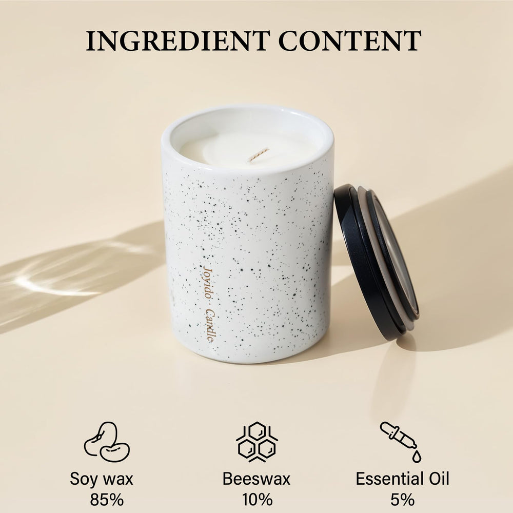 Joyido candle with lead-free cotton wick for steady flame.