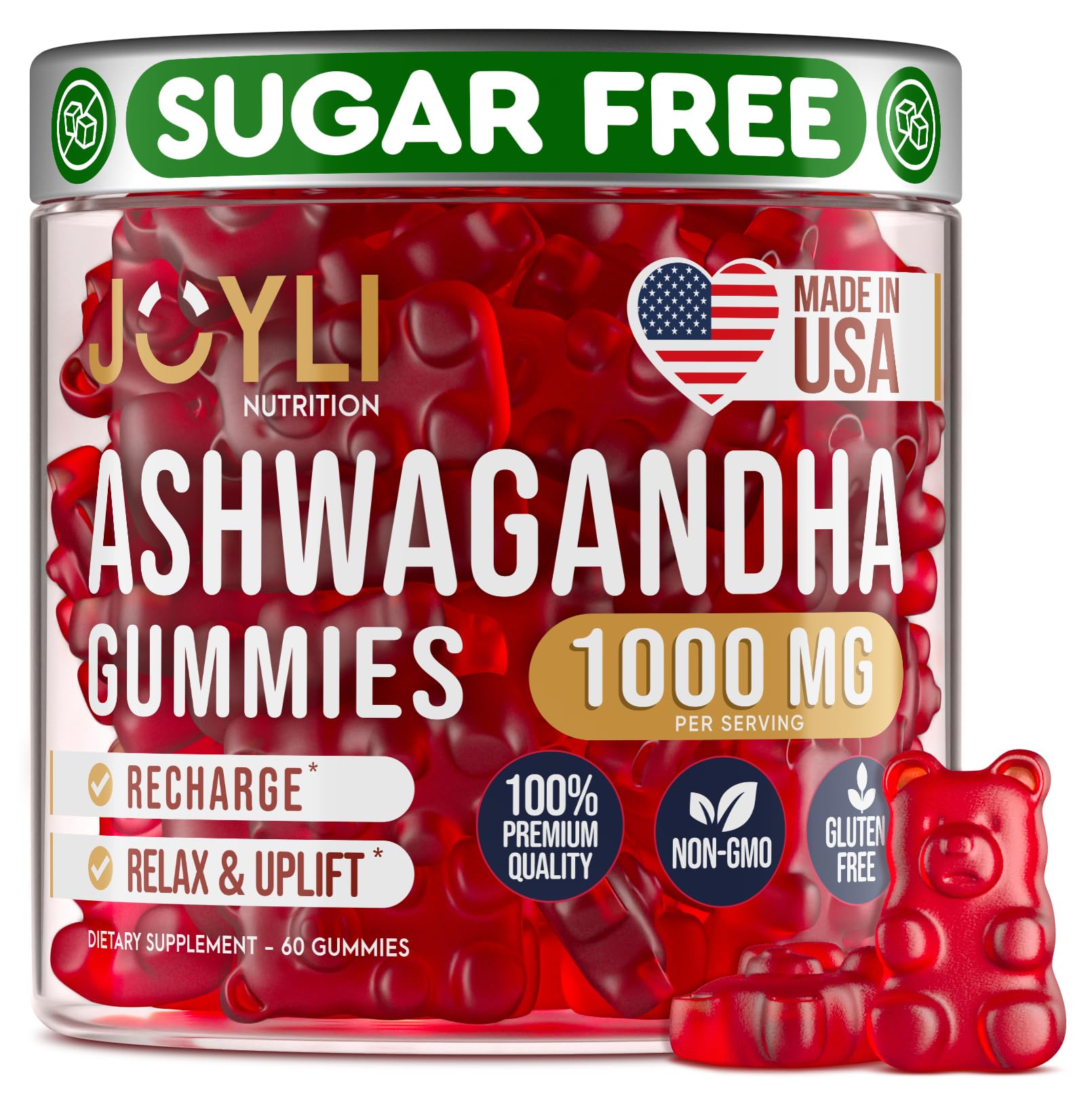 JOYLI Ashwagandha Gummies bottle front showing calm and balance