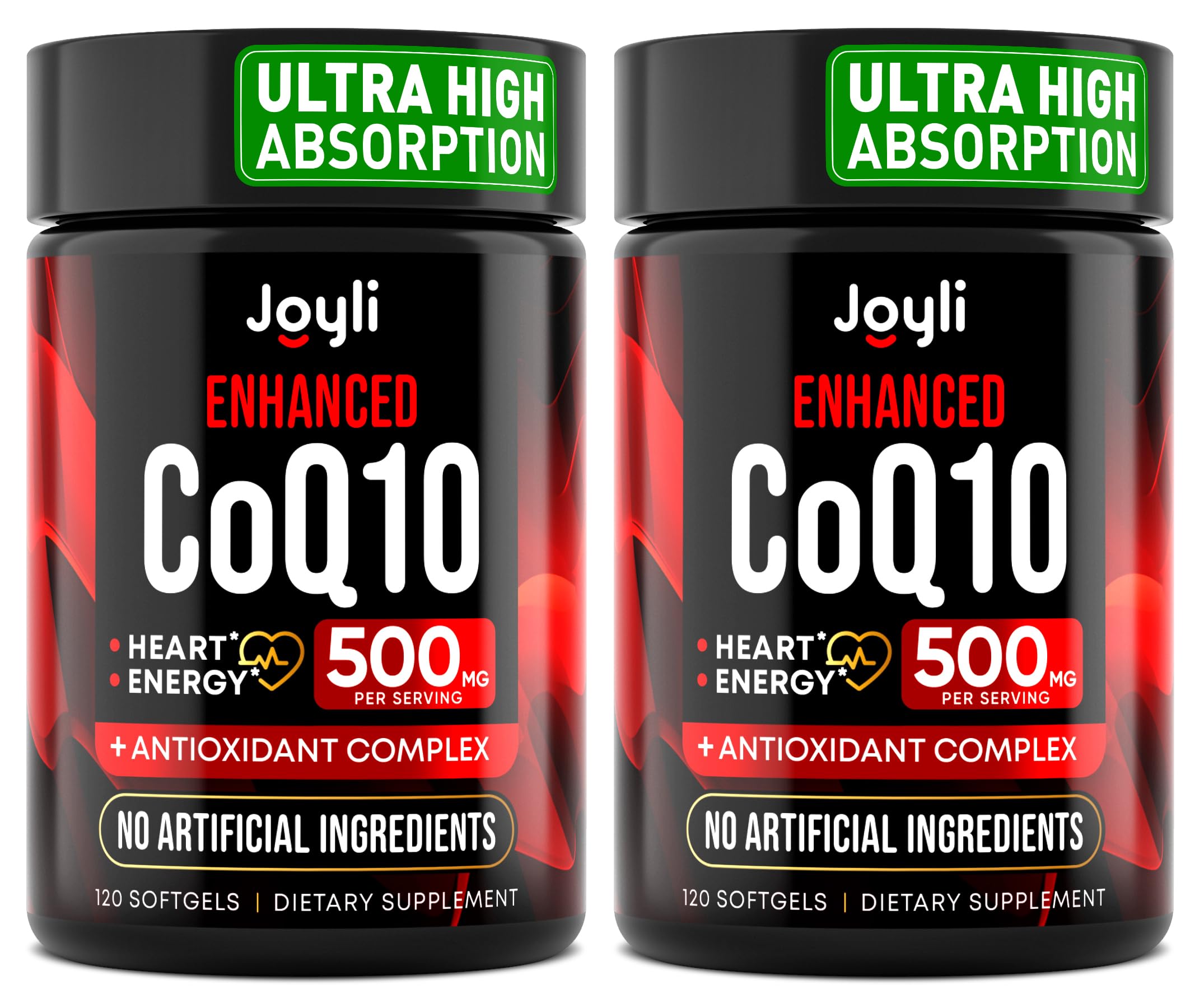 JOYLI Nutrition CoQ10 500mg two-pack bottles for extended daily use
