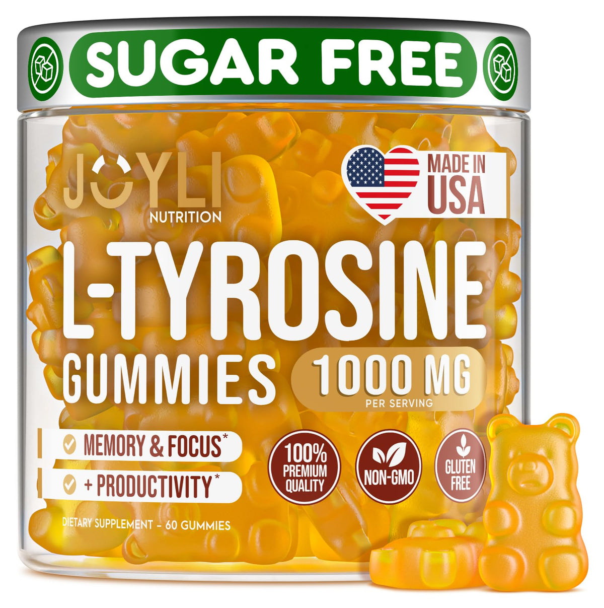 JOYLI Nutrition Joyli L Tyrosine Gummies pack shot for daily focus.