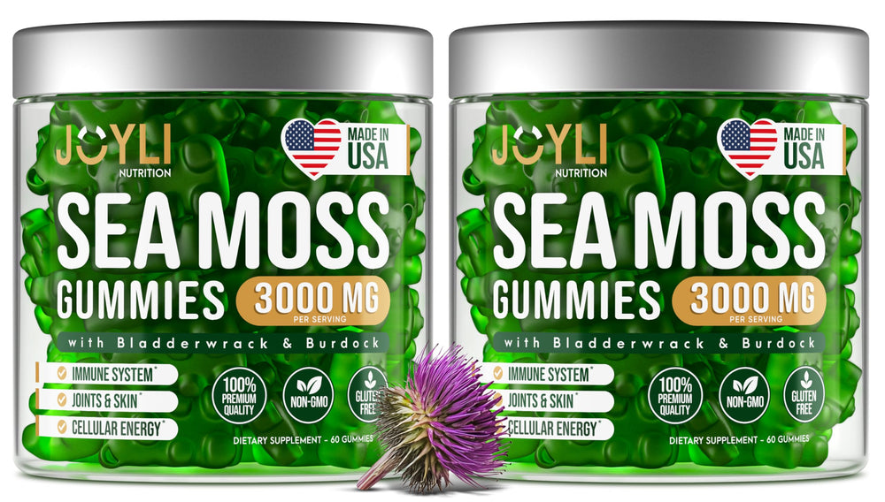 JOYLI Nutrition Sea Moss Gummies bottle front highlights immune-support benefits