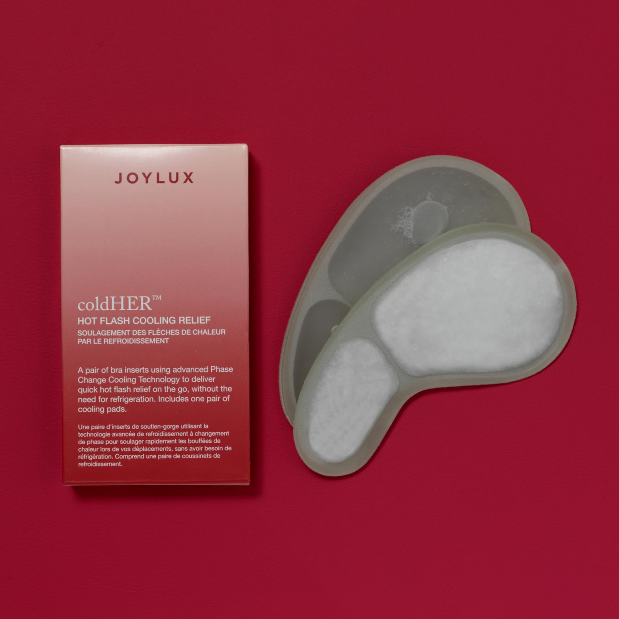 Joylux ColdHER inserts in use at the gym for discreet cooling during workouts.