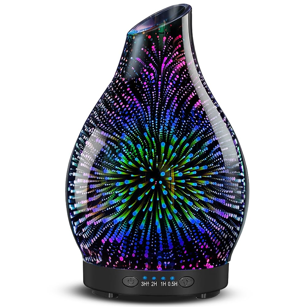 Joyolo 3D glass fireworks diffuser with silver mirror finish enhances modern living room decor
