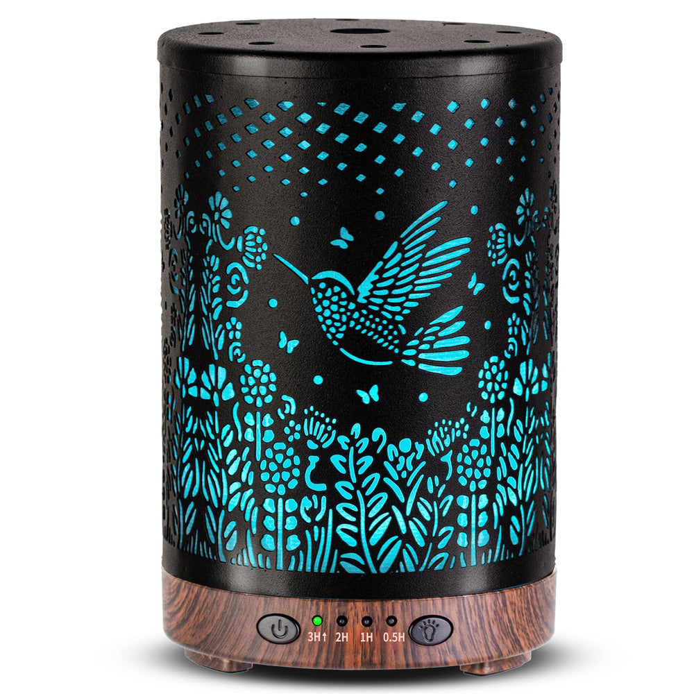 Joyolo diffuser bird metal front view adds calming ambiance with subtle lighting