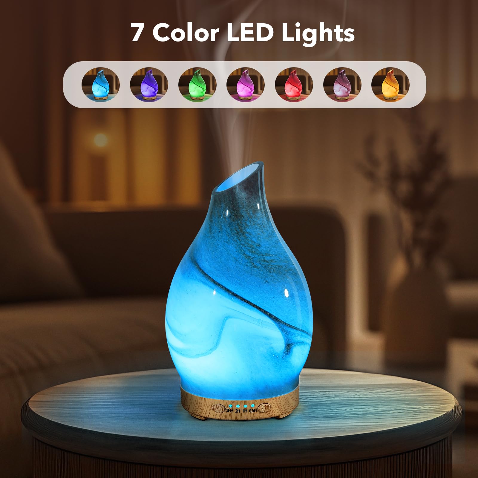 Compact JOYOLO diffuser features auto shut-off for safe nighttime use.