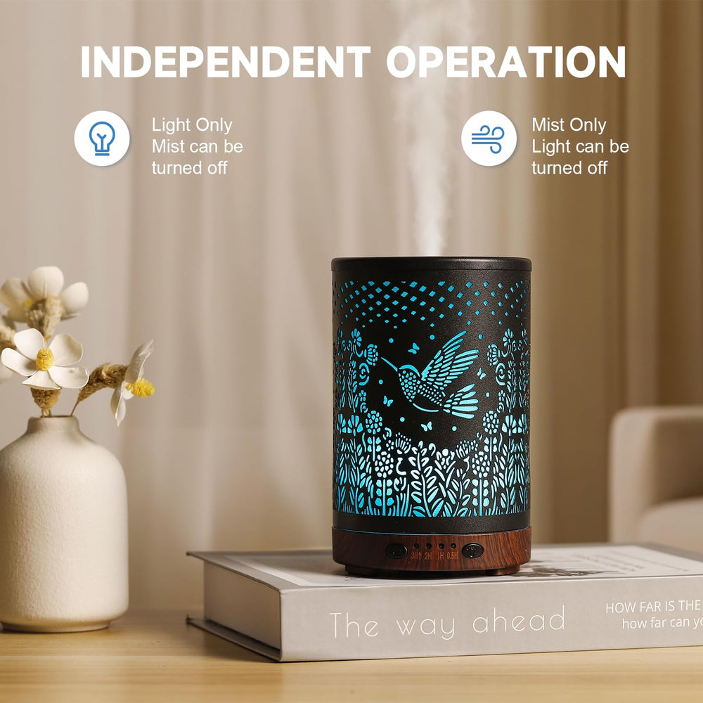 Joyolo diffuser in a bedroom with soft glow enhances rest and calm