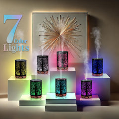 JOYOLO diffuser metal tree-pattern close-up highlights stylish design for contemporary spaces.