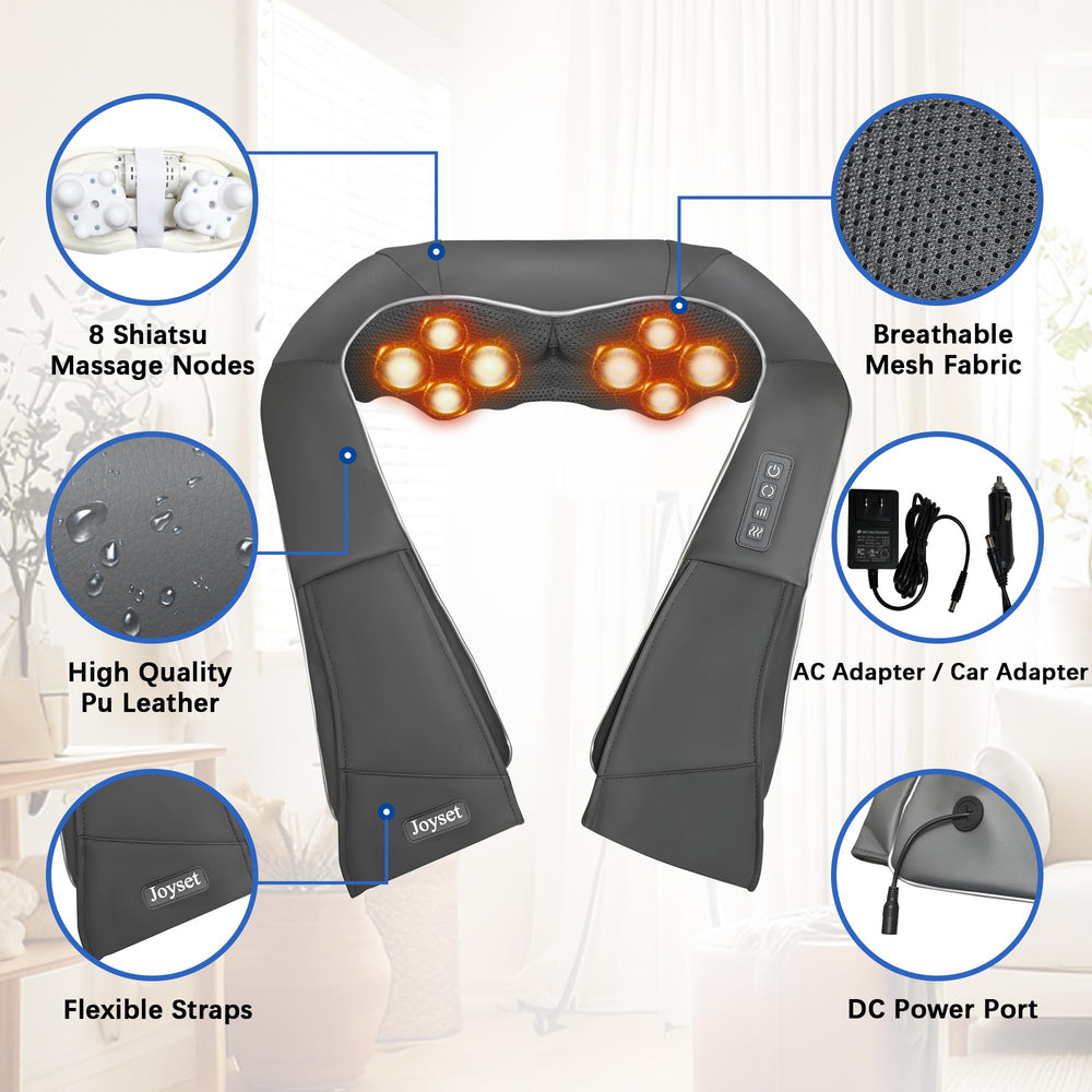 Joyset heat therapy with infrared warmth calms tense muscles during sessions.
