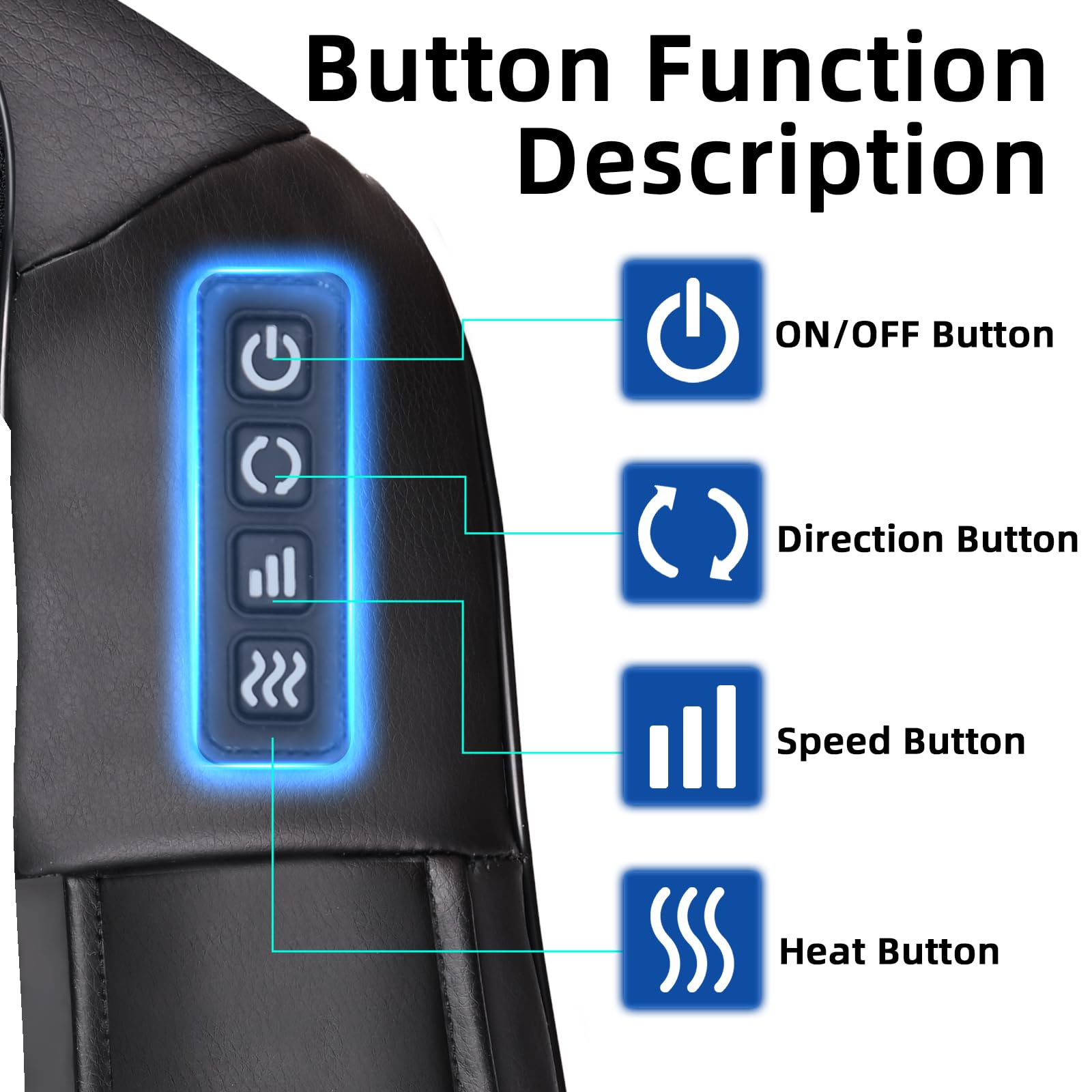 Joyset Shiatsu massager showing eight deep kneading nodes for tense muscles.
