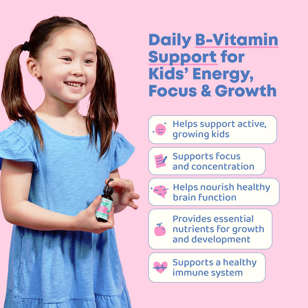 JoySpring Burst B12 Drops pour showing easy dropper use for kids