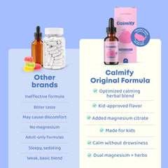 JoySpring Calmify bottle label highlighting magnesium citrate and vegan formula.
