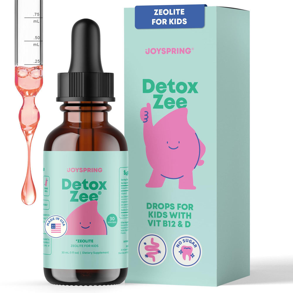 JoySpring DetoxZee Drops bottle with kid-friendly berry flavor for easy daily use