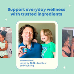 Vitamin D3 and B12 ingredients highlighted for child daily support