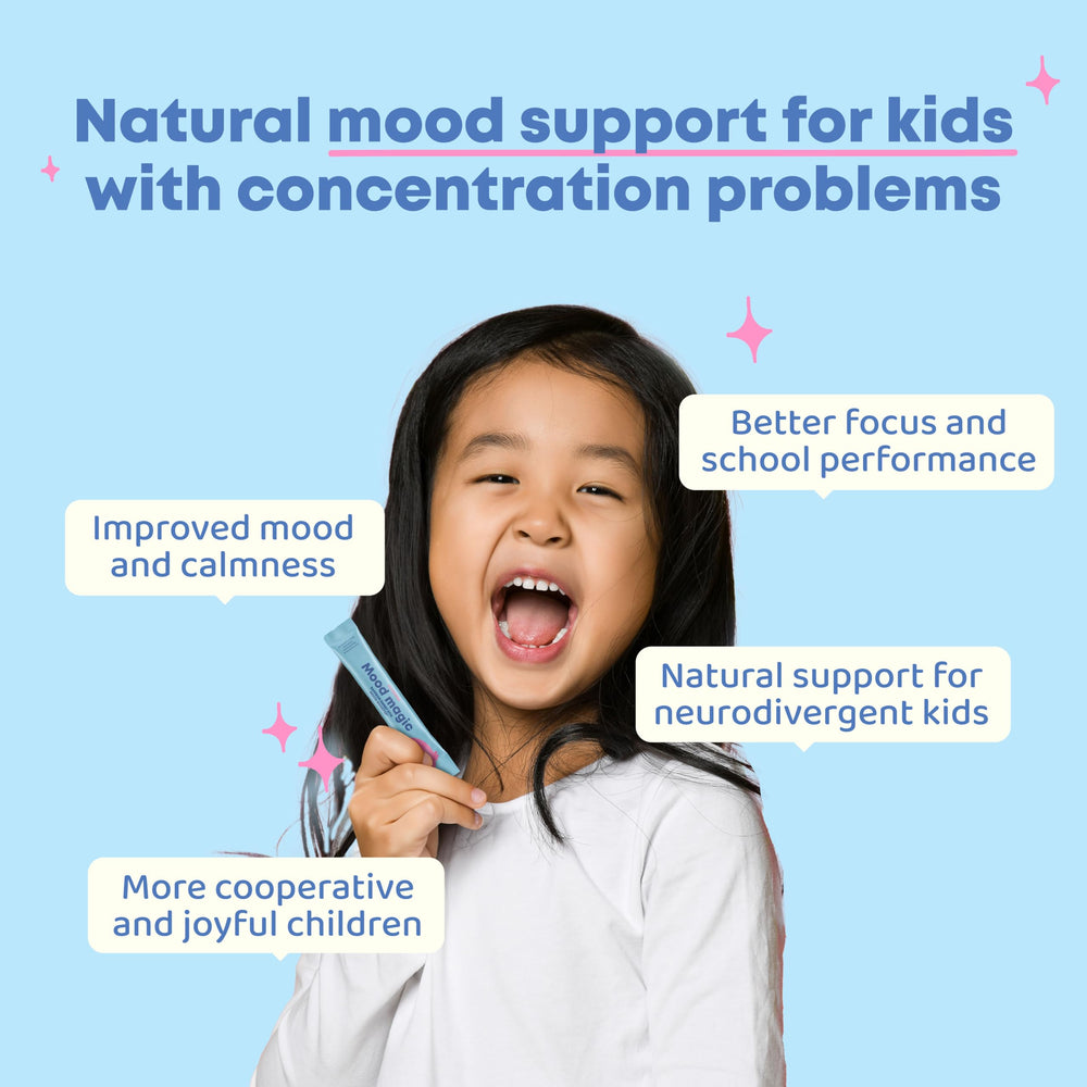 JoySpring Mood Magic pixie stick dissolving in water for a quick calming drink