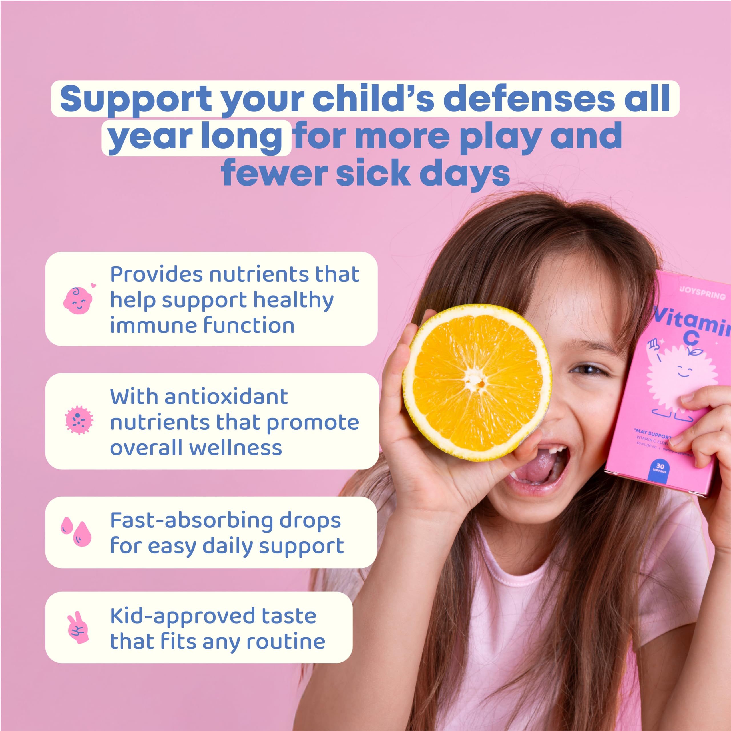 JoySpring vitamin C drops dropper for precise dosing in children.