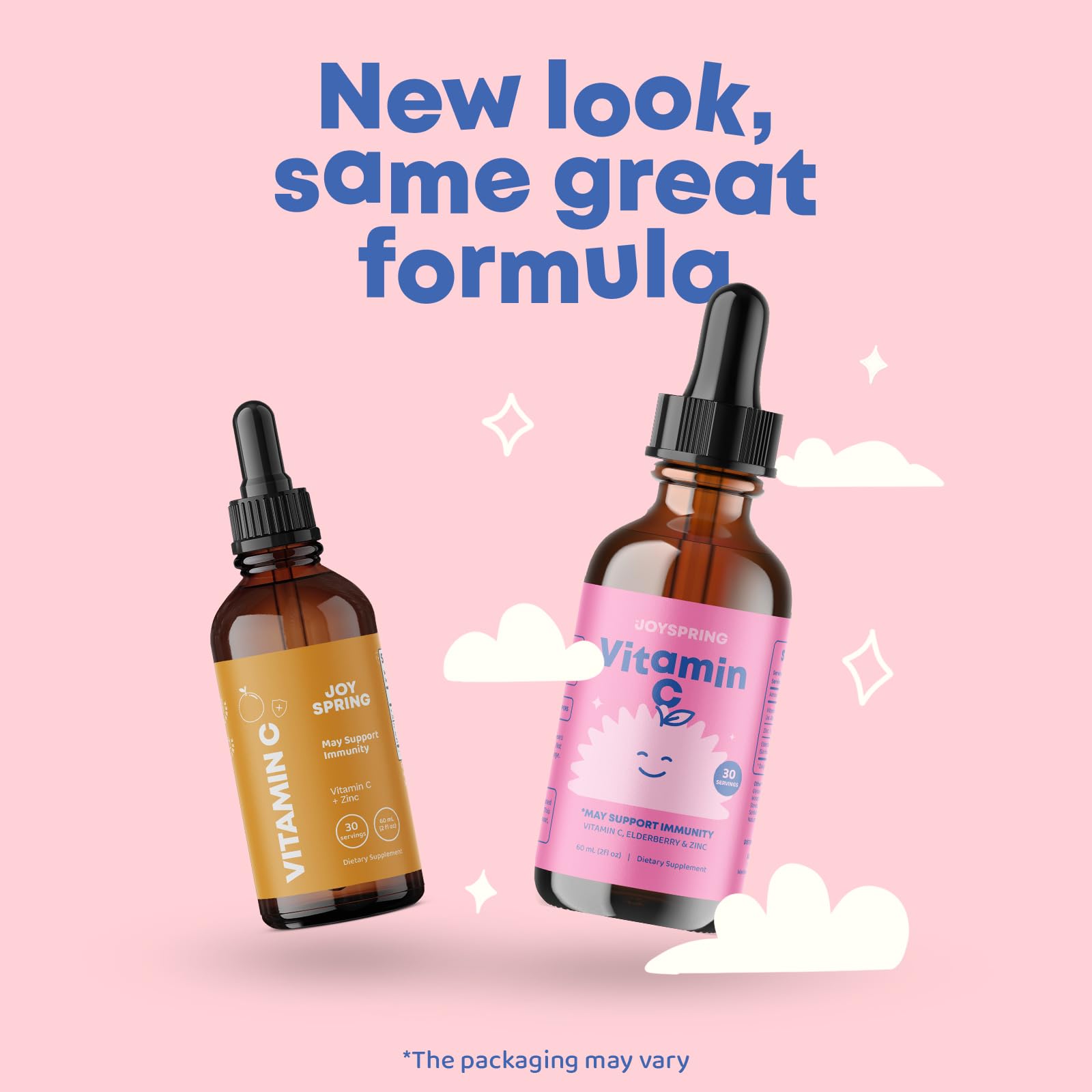 JoySpring vitamin C drops with zinc and elderberry for kids.