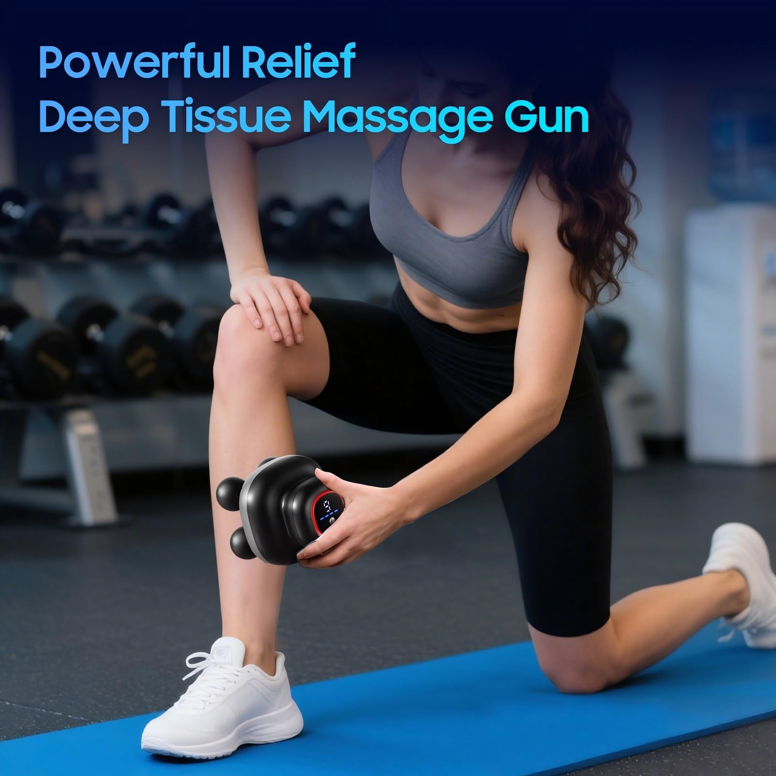 JOYSUWERUN deep tissue head in use for focused muscle relief.