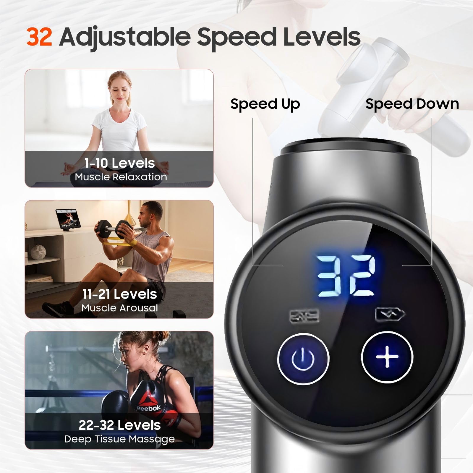 JOYSUWERUN Massage Gun with Heat in handheld use for portable comfort