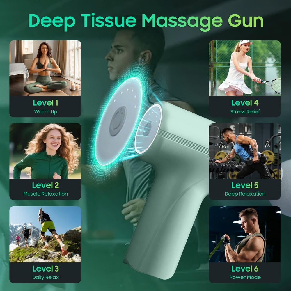 JOYSUWERUN massage gun heat side profile shows portable design for easy travel.