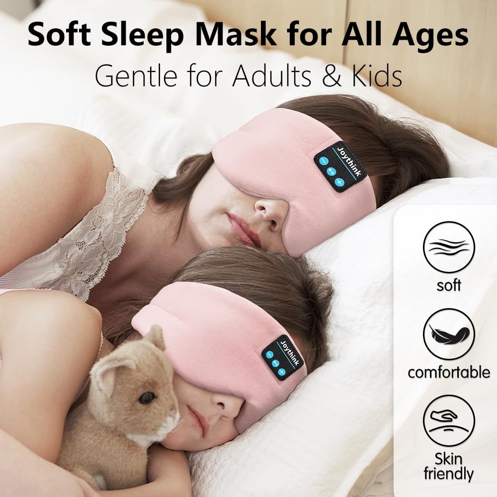Joythink sleep mask with wireless Bluetooth earphones for easy pre-sleep listening.