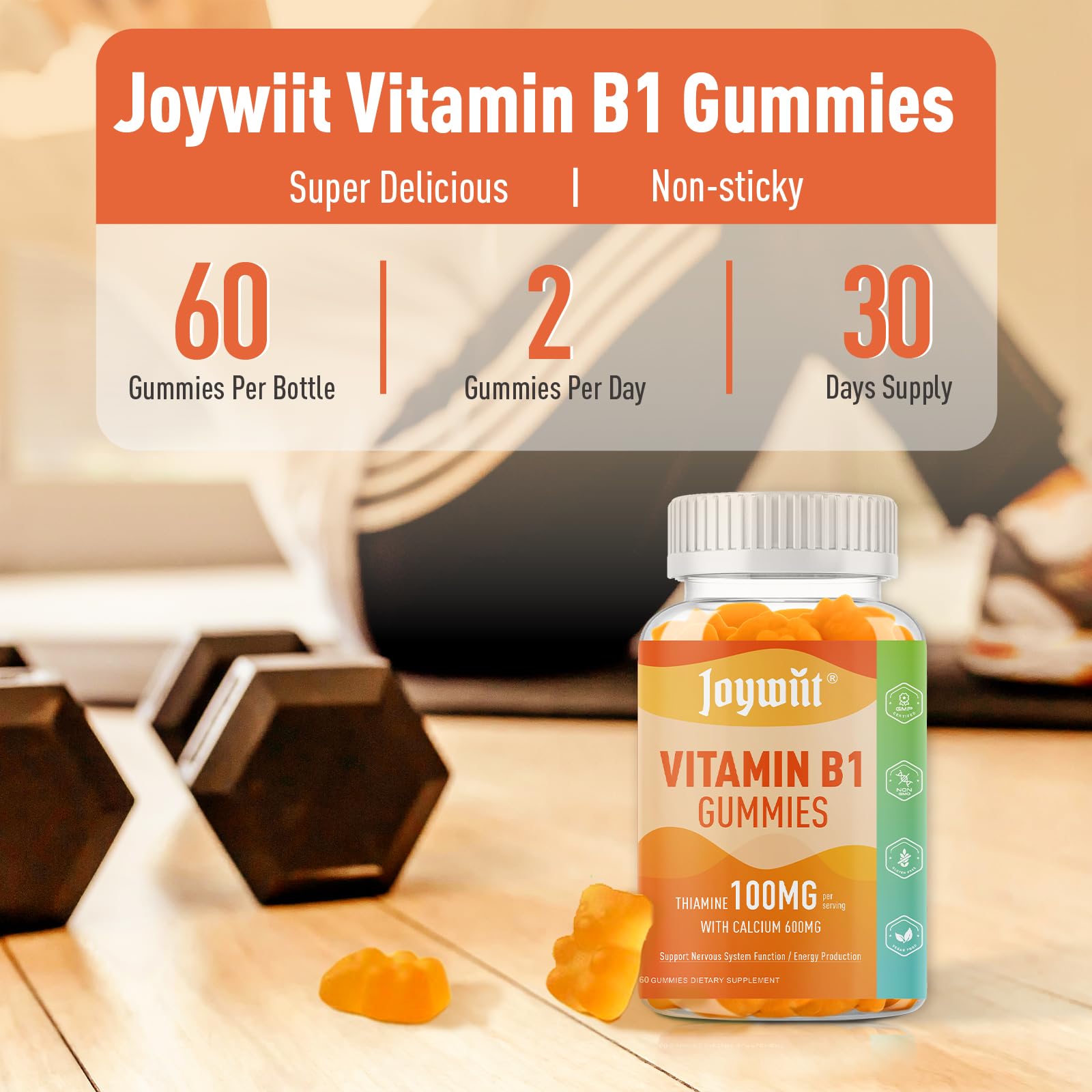 Close-up of chewy orange-flavored Joywiit Gummies texture