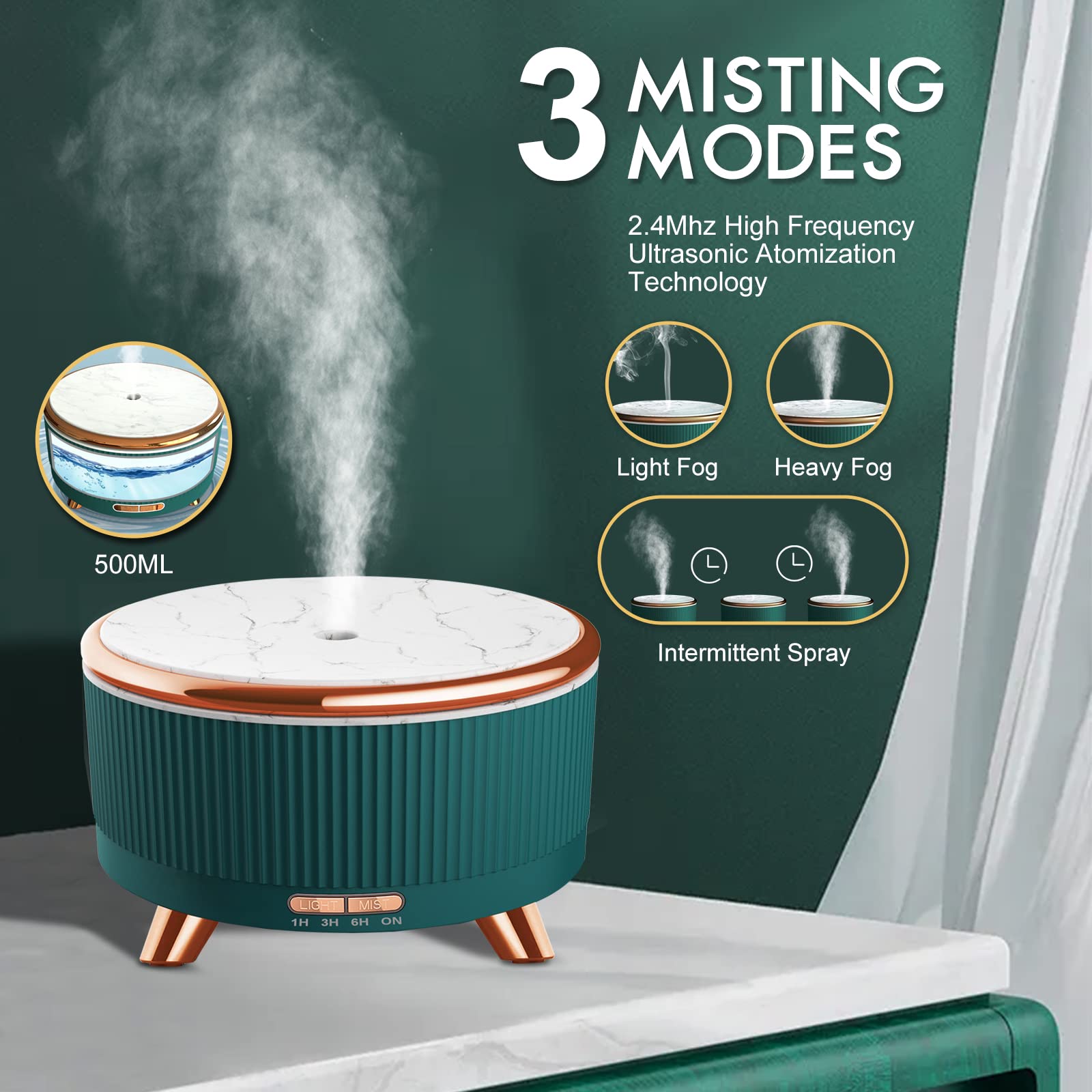 Jpord diffuser with waterless auto-off for safe night use