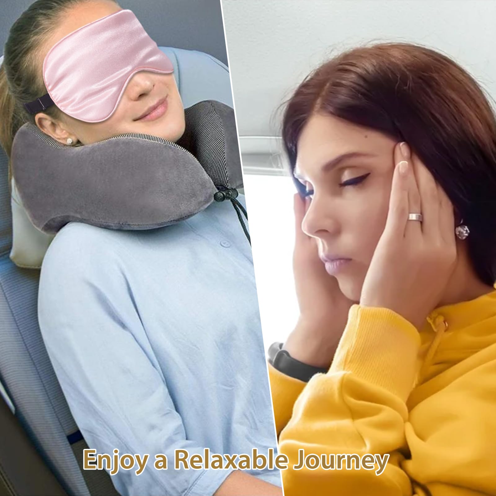 Uso en viajes nocturnos: máscara JroyJoy facilita la relajación.