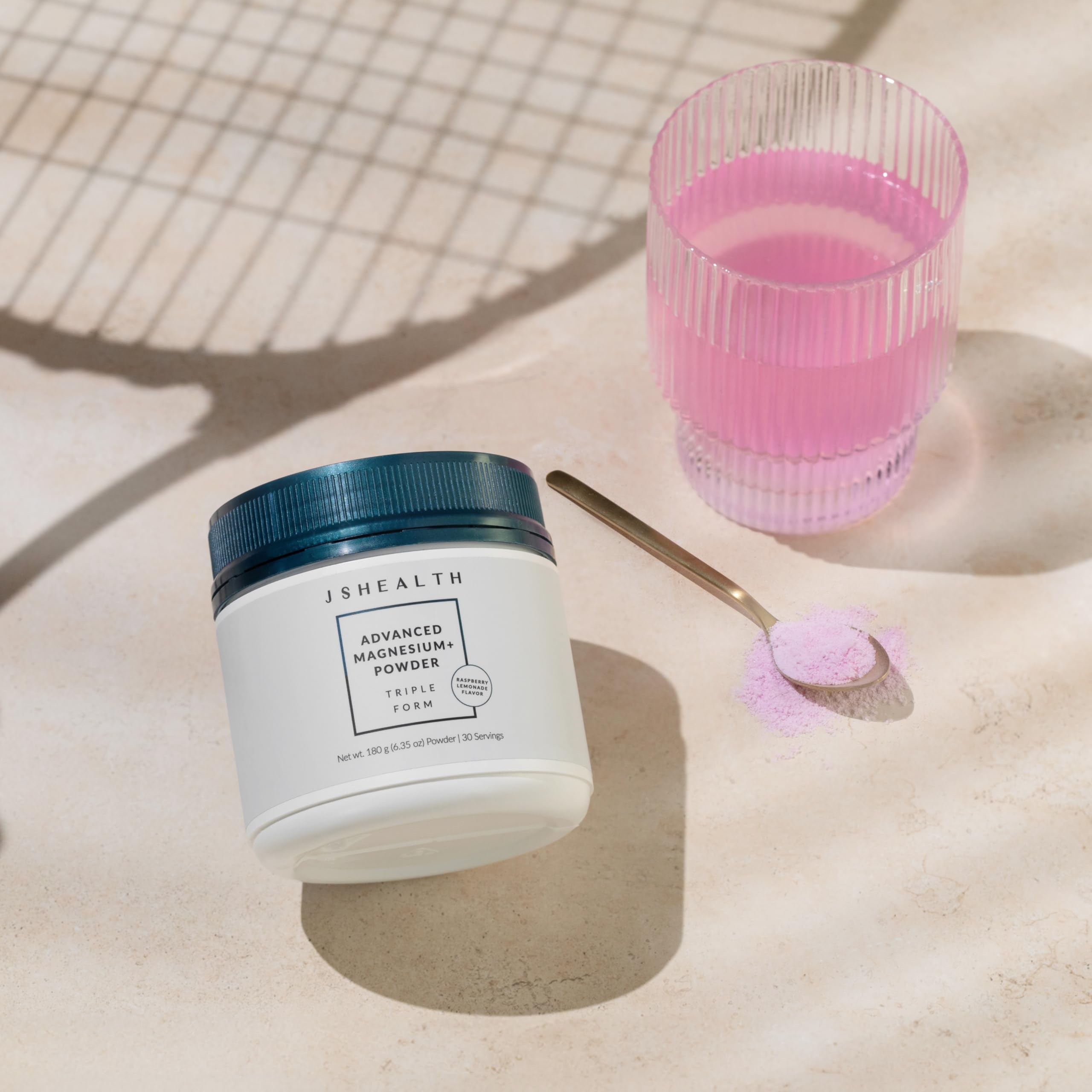 Close-up of JSHealth Magnesium+ three-form blend glycinate, citrate, and amino chelate for balanced support