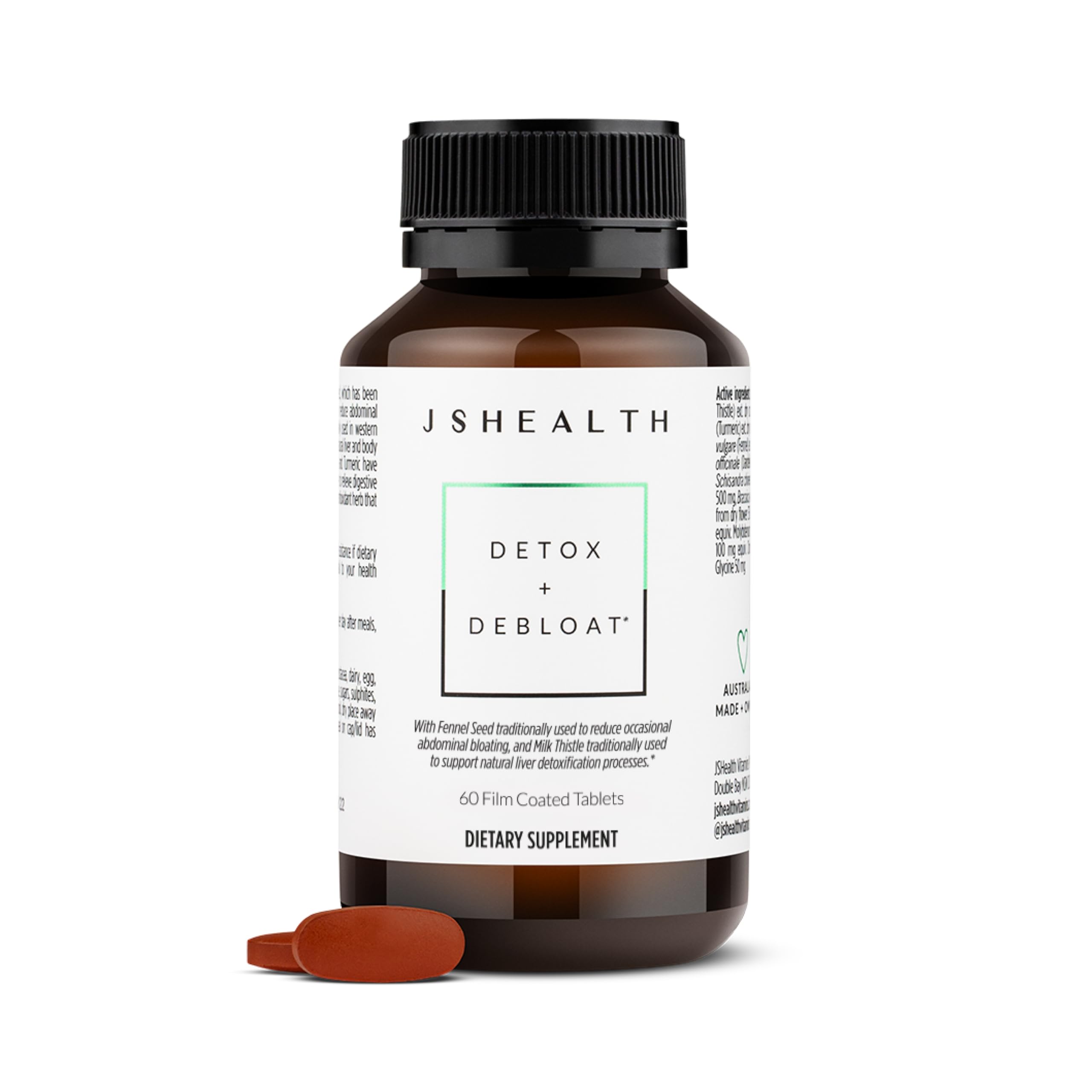 JSHealth Detox Liver Health bottle pour with easy-to-swallow capsules for daily liver support.