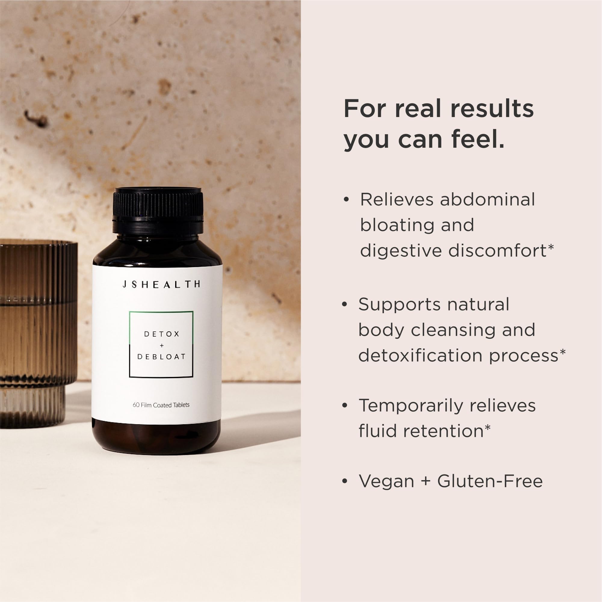 JSHealth Detox Liver Health tablets closeup highlights milk thistle and turmeric for overall wellness.
