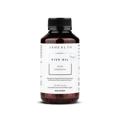 JSHealth high-strength fish oil capsules ready for daily Omega-3 support.