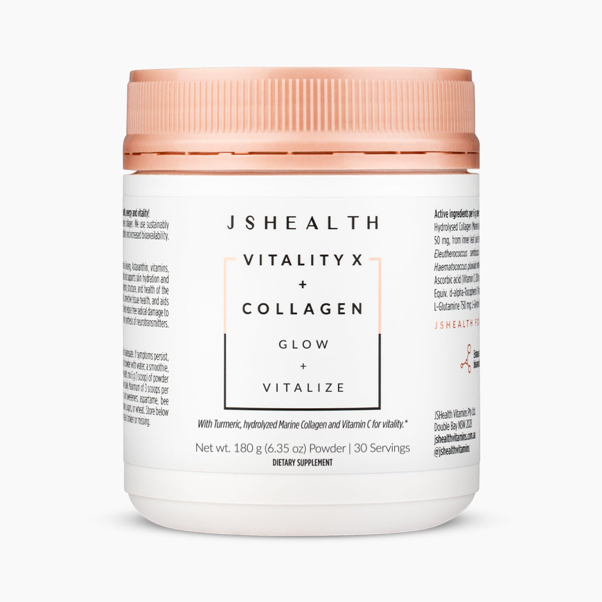 JSHealth Vitality X + Collagen bottle pour for daily energy routine.