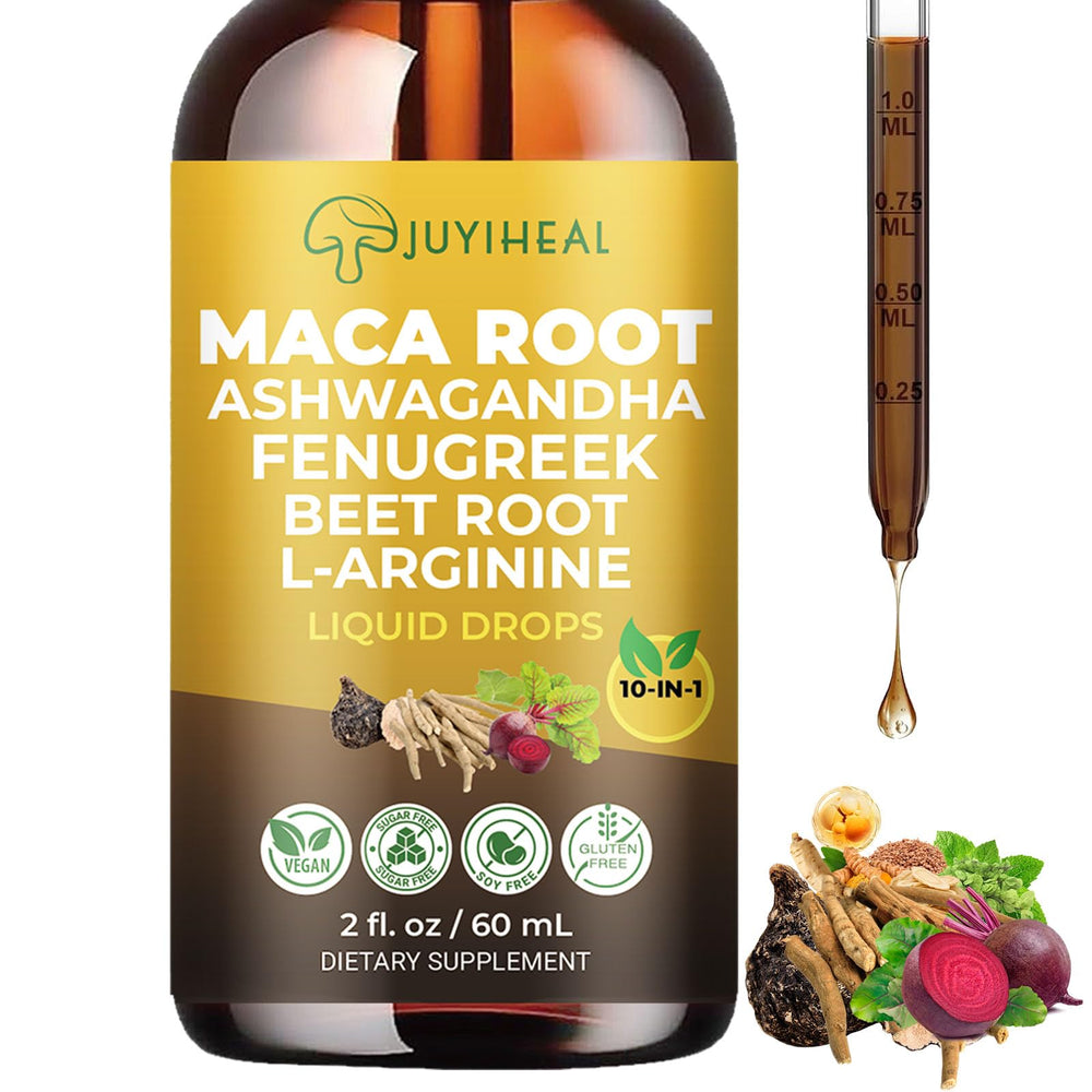 JUYIHEAL maca root liquid drops bottle for daily vitality.
