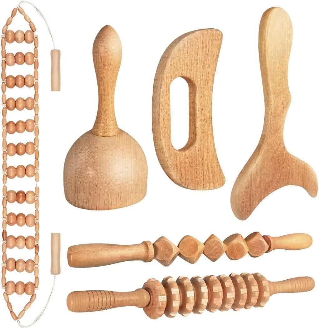 JUANWAN 10-in-1 wood therapy Gua Sha board for deep tissue massage and lymphatic drainage