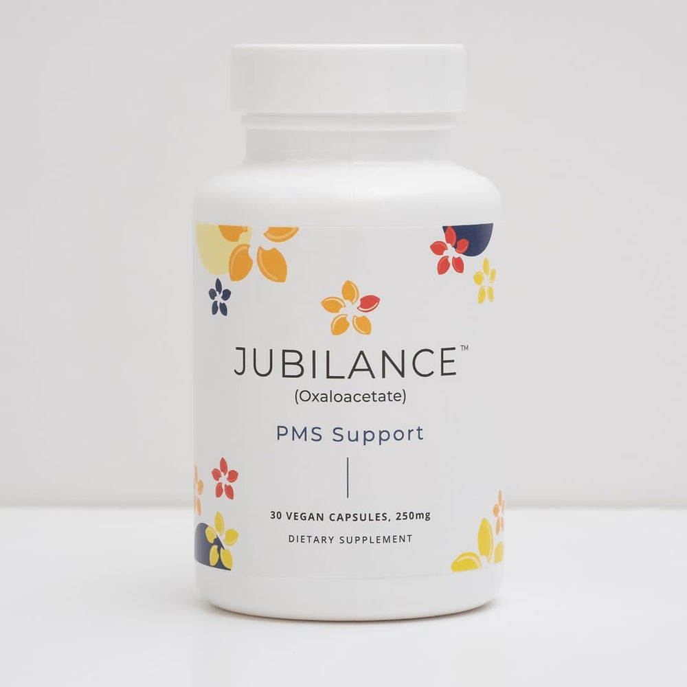 Jubilance PMS capsules closeup highlights pure Oxaloacetate formulation