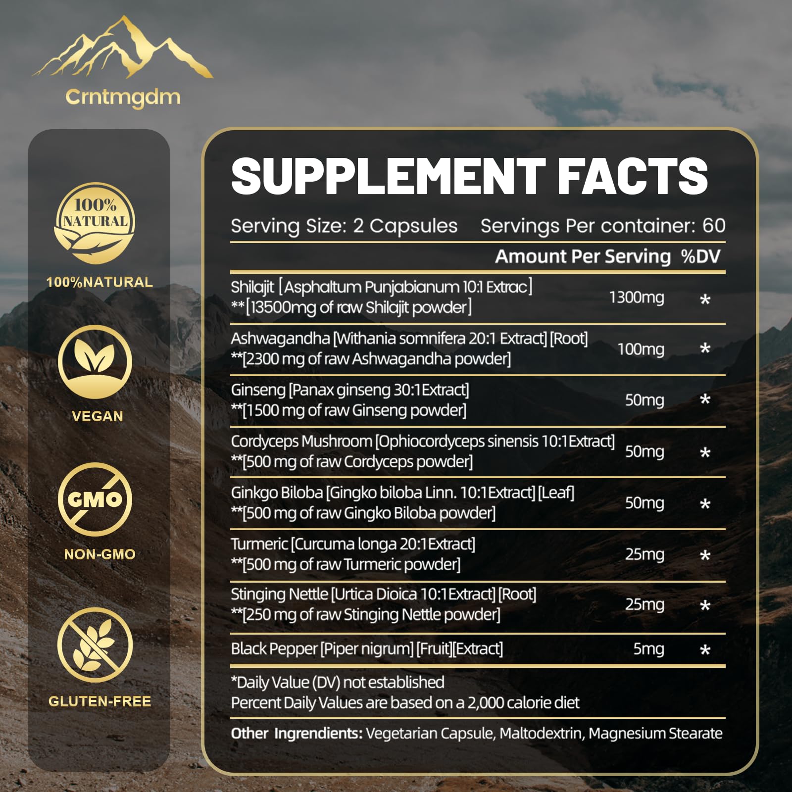 Juebingy Shilajit Capsules with Ashwagandha roots highlight enhanced energy and endurance.