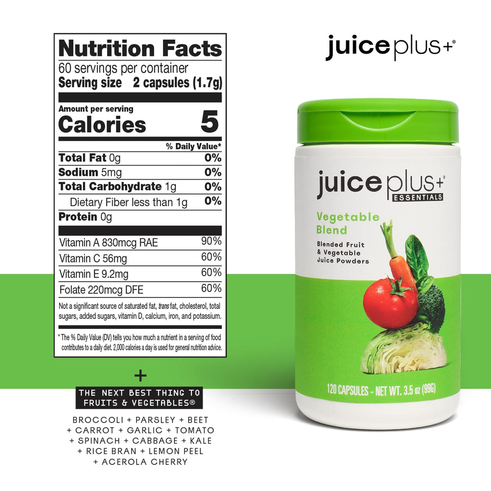 Three Juice Plus+ bottles on a kitchen counter for easy daily use.
