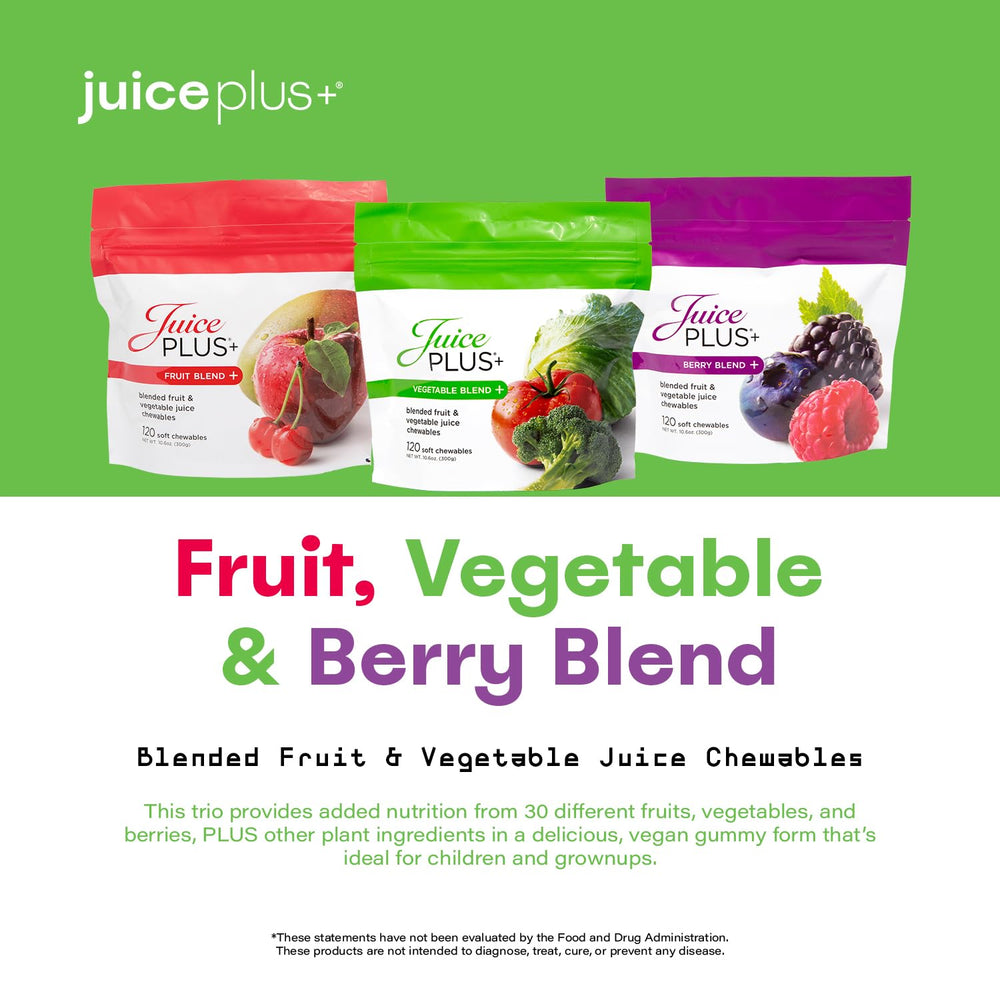 Juice Plus+ packaging highlights gluten-free, non-GMO, no HFCS for pure, simple ingredients