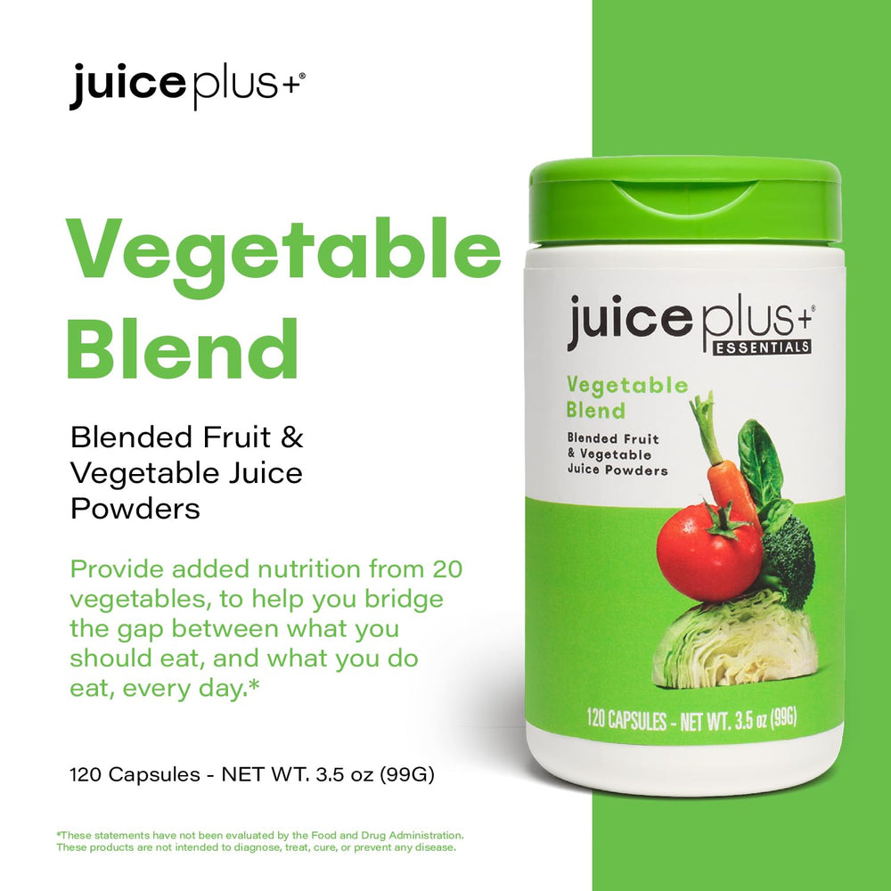 Juice Plus+ Vegetable Blend tomato chunks add vibrant color for skin and cognitive wellness.